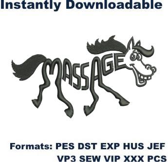 Massage Horse embroidery design